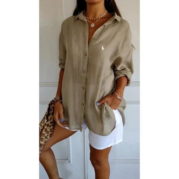 Camicia classica da donna RL con colletto morbido e bottoni