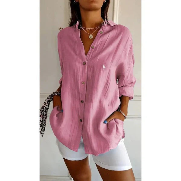 Camicia classica da donna RL con colletto morbido e bottoni