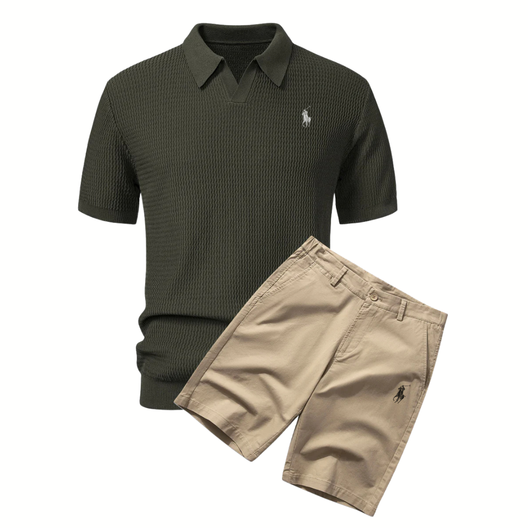 RL - Set con polo a V e chino in cotone