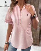 RL™ | Camicia in lino e cotone – Scollo a V (Ultimi pezzi)