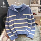RL – Maglione a Righe con Zip a Quarto