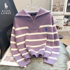 RL – Maglione a Righe con Zip a Quarto