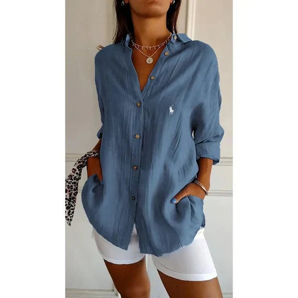 Camicia classica da donna RL con colletto morbido e bottoni