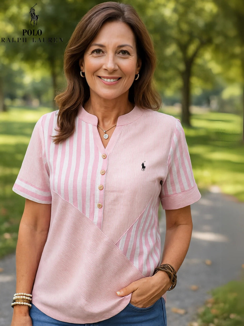 RL™ | Camicia in lino e cotone – Scollo a V (Ultimi pezzi)