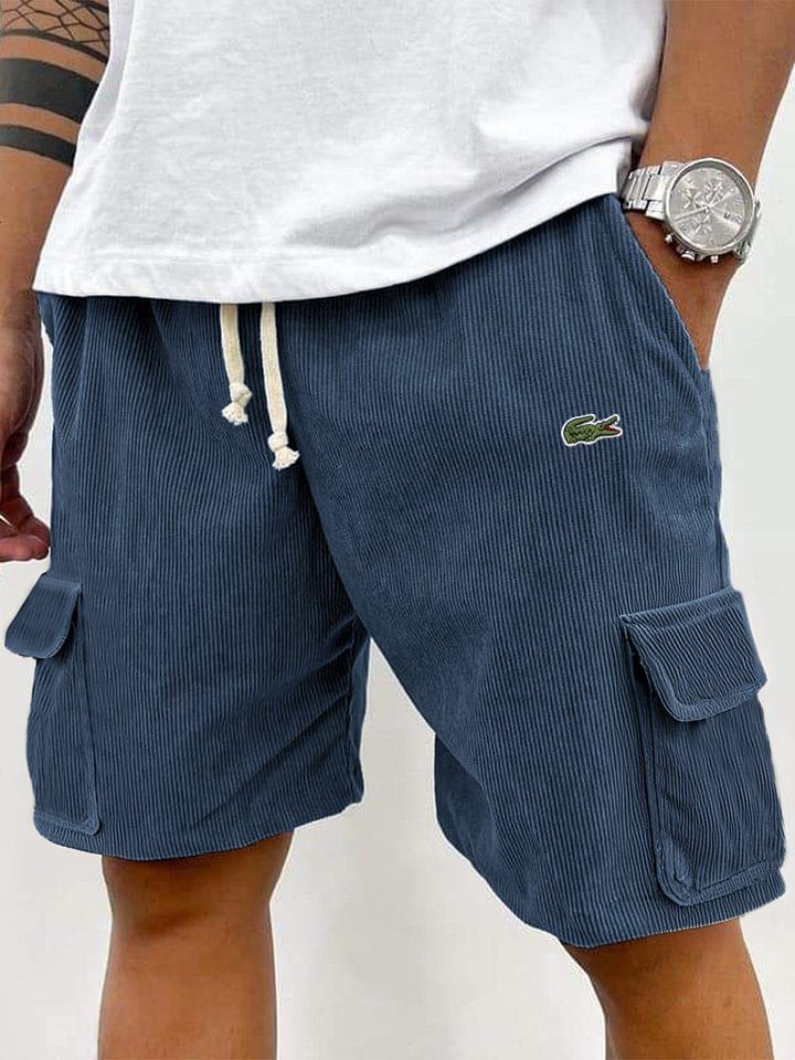 LACOSTE – Pantaloncini uomo in velluto a coste, con lacci e tasche