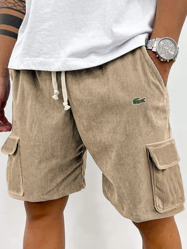 LACOSTE – Pantaloncini uomo in velluto a coste, con lacci e tasche